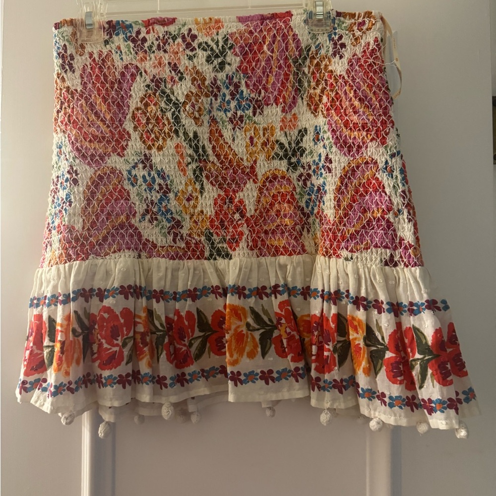 Floral Crochet Skirt with Ruffle Hem